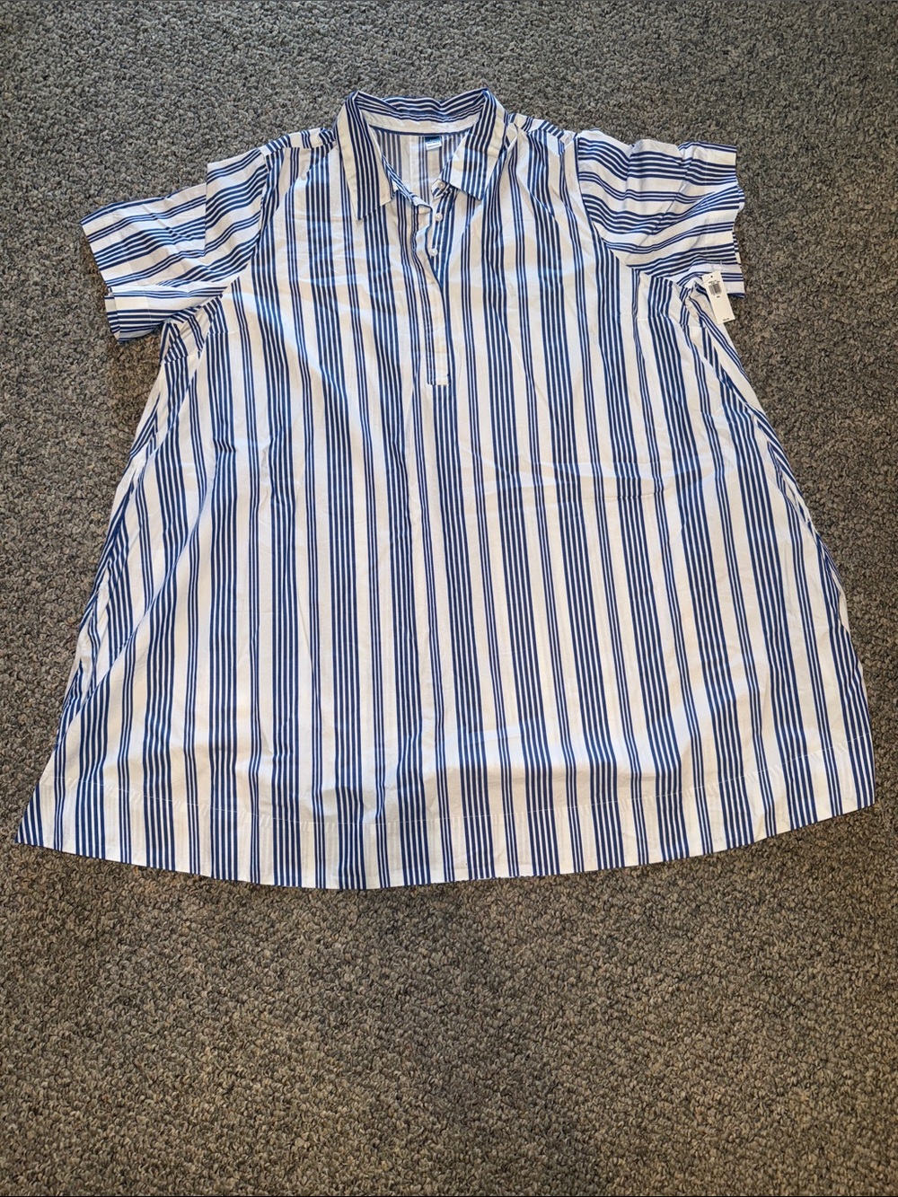 Old Navy Blue and White Striped Short-Sleeve Button-Down Shirt Dress